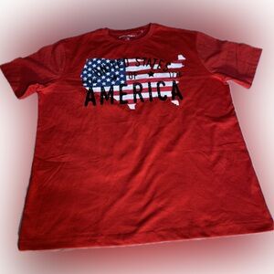 NWOT: XL Red UNITED STATES  OF AMERICAN Flag Logo short sleeves T-shirt